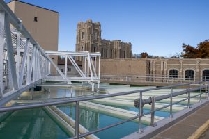 Cedar Rapids water treatment facility basin