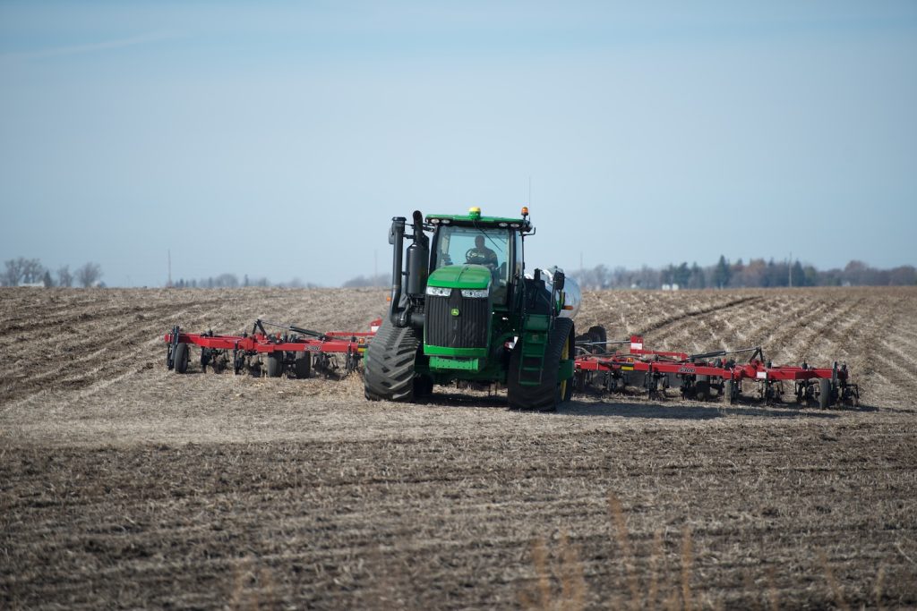 tractor in spring field