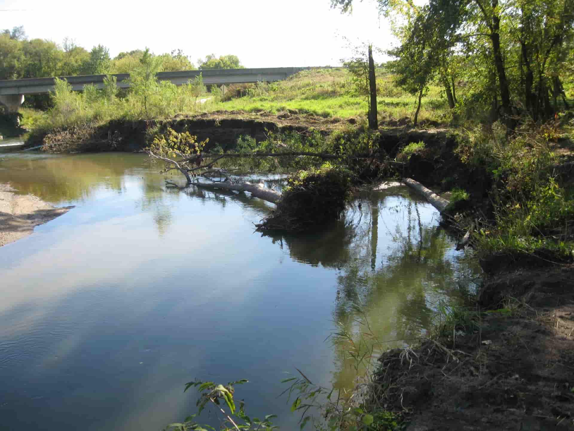 Same waterway but in the spring time with broken trees mostly cleared