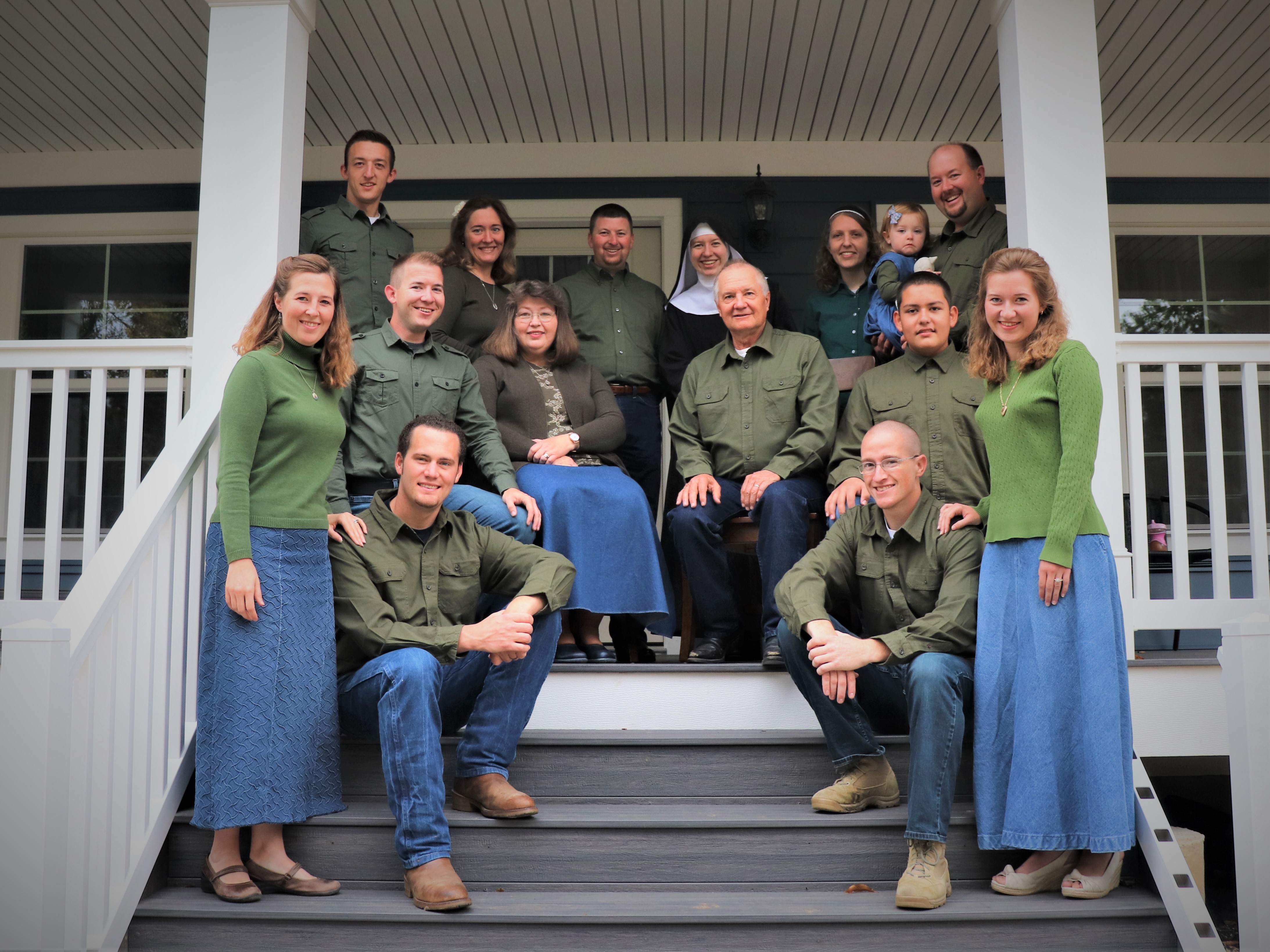 Montag family on porch steps