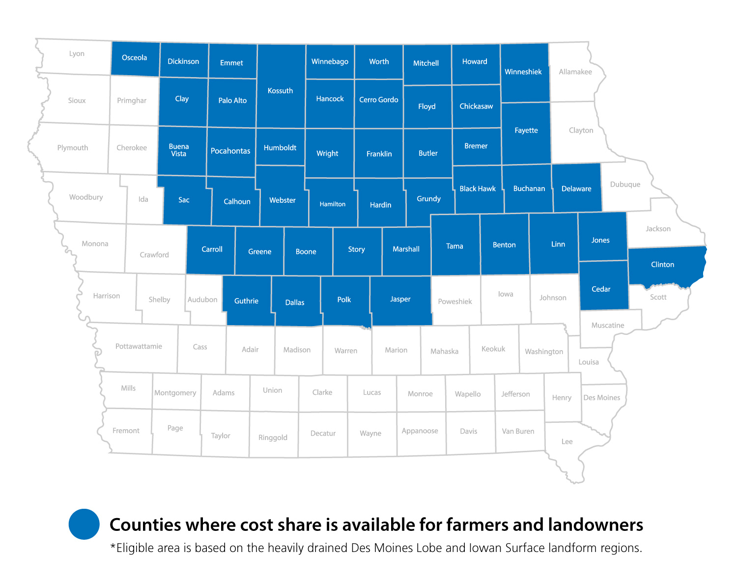 Iowa Systems Approach to Conservation Drainage Map